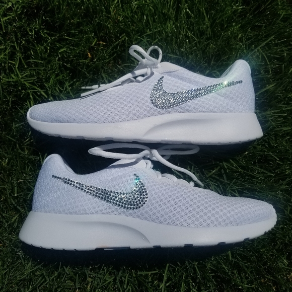 Nike Shoes - Bling Nike Tanjun White Sneakers - Blinged Out